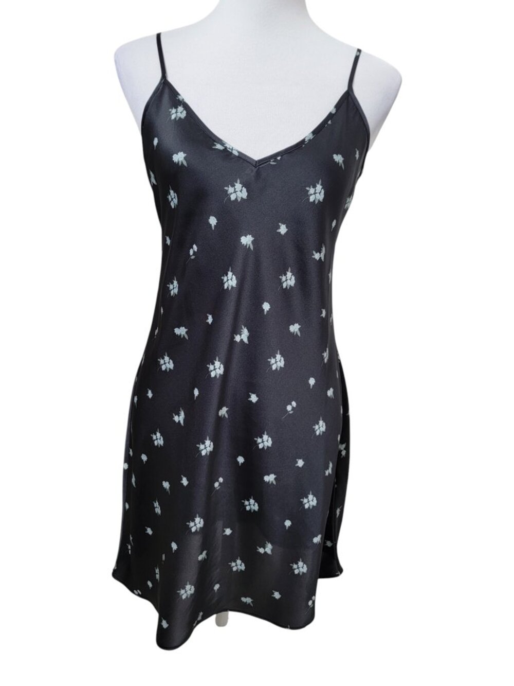 Wilfred Size M "Only" Slip Dress, Black with Pale Floral Pattern